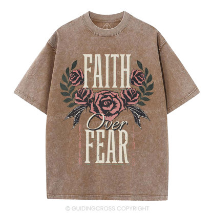 Faith Over Fear Christian Washed T-Shirt