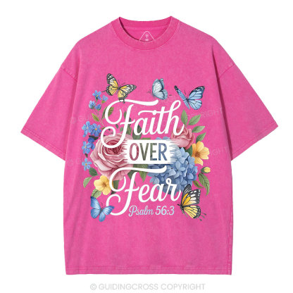 Faith Over Fear Christian Washed T-Shirt