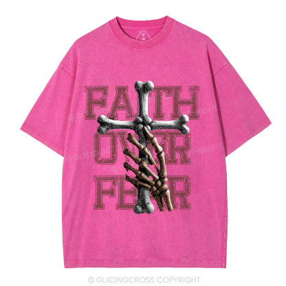 Faith Over Fear Christian Washed T-Shirt