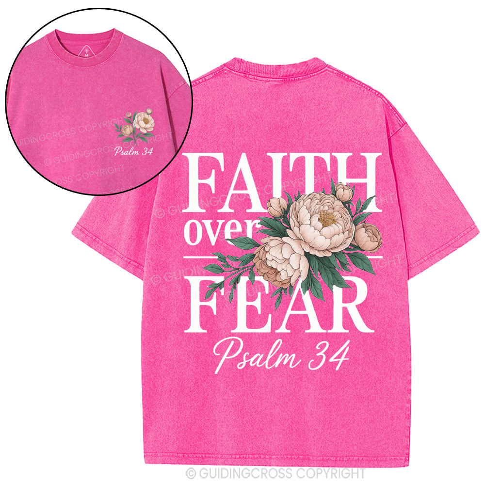 Faith Over Fear Christian Washed T-Shirt