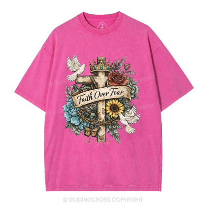 Faith Over Fear Christian Washed T-Shirt