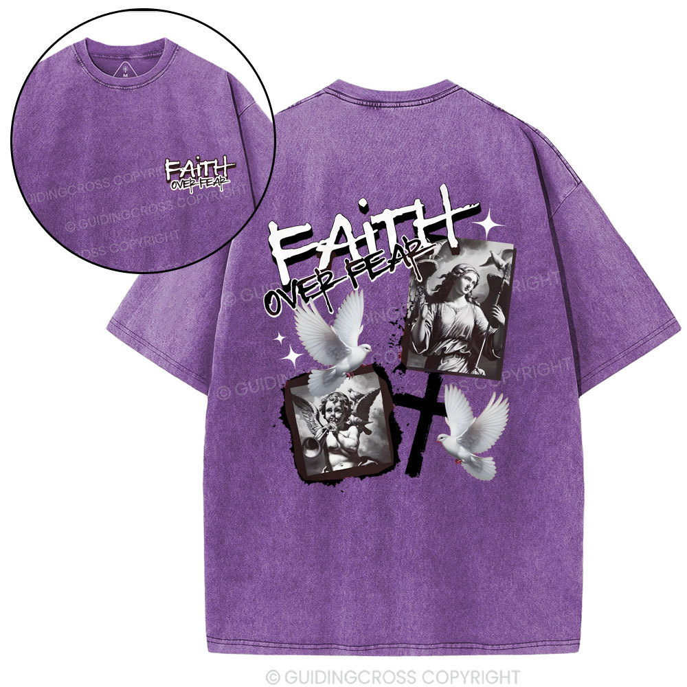 Faith Over Fear Christian Washed T-Shirt