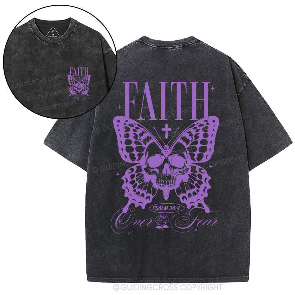 Faith Over Fear Christian Washed T-Shirt