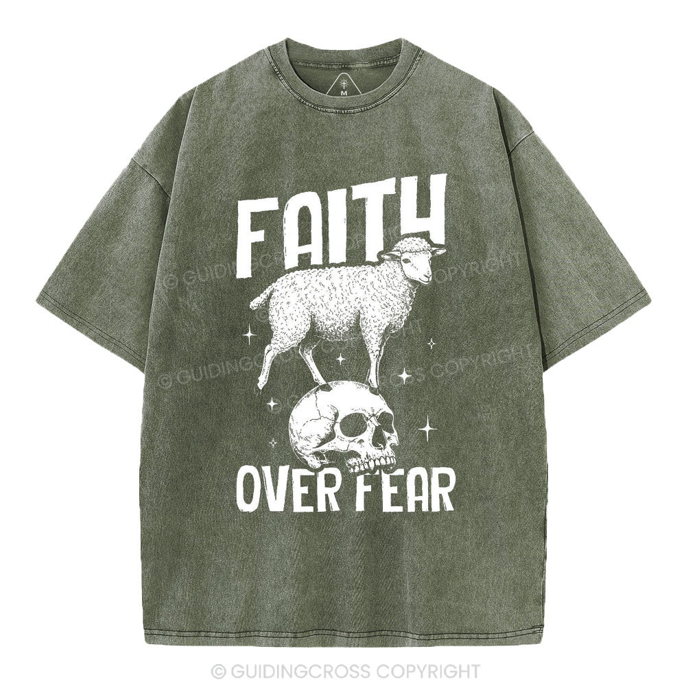 Faith Over Fear Christian Washed T-Shirt