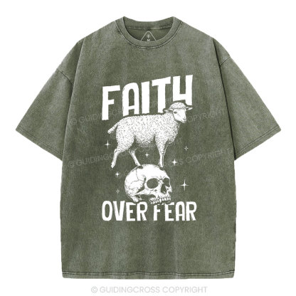 Faith Over Fear Christian Washed T-Shirt