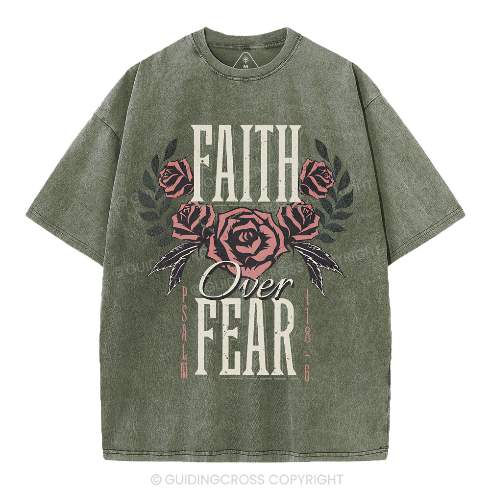 Faith Over Fear Christian Washed T-Shirt