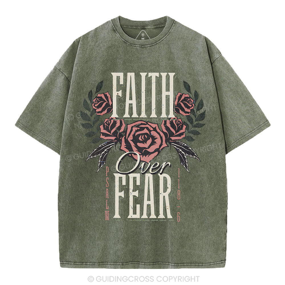 Faith Over Fear Christian Washed T-Shirt