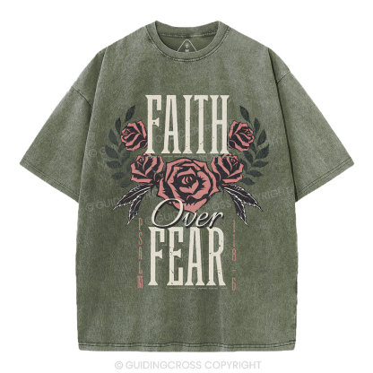 Faith Over Fear Christian Washed T-Shirt