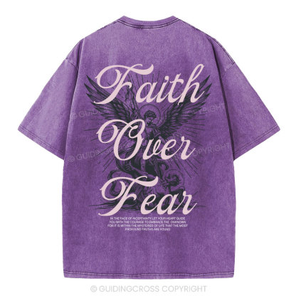 Faith Over Fear Christian Washed T-Shirt