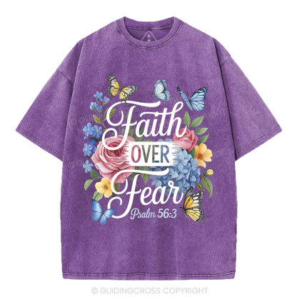 Faith Over Fear Christian Washed T-Shirt
