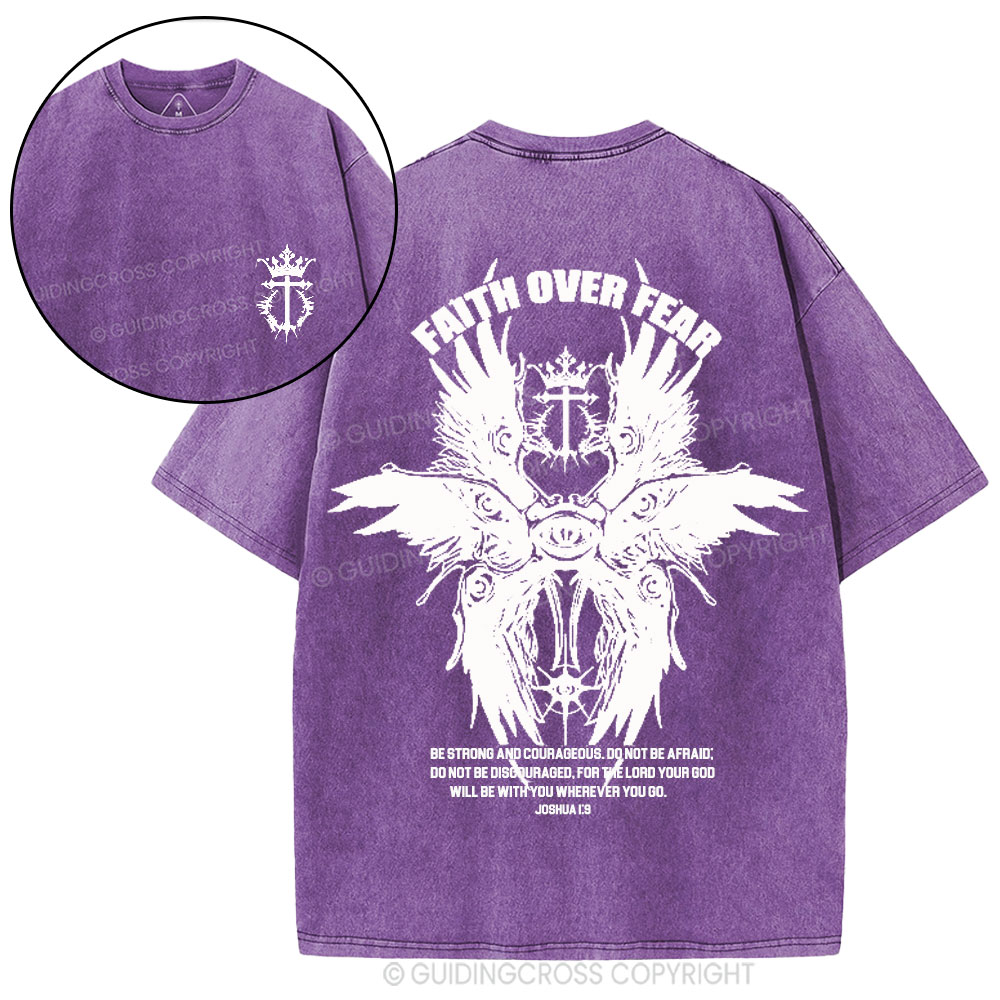 Faith Over Fear Christian Washed T-Shirt