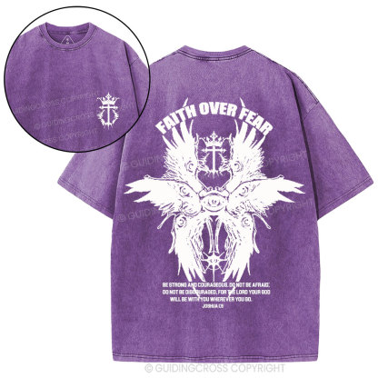 Faith Over Fear Christian Washed T-Shirt