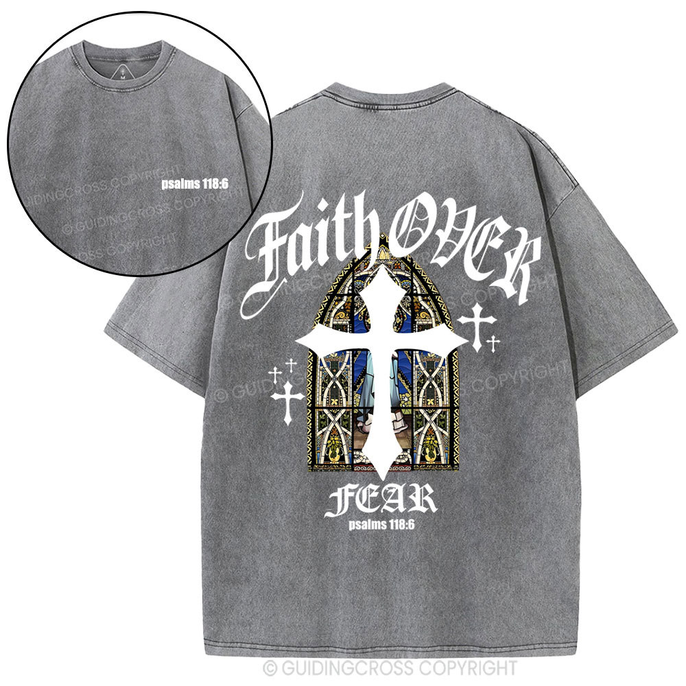 Faith Over Fear Christian Washed T-Shirt