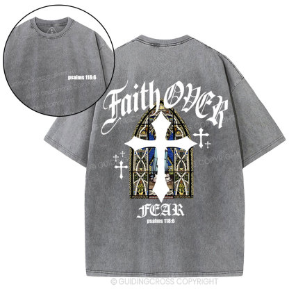 Faith Over Fear Christian Washed T-Shirt