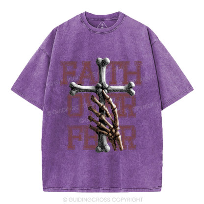 Faith Over Fear Christian Washed T-Shirt