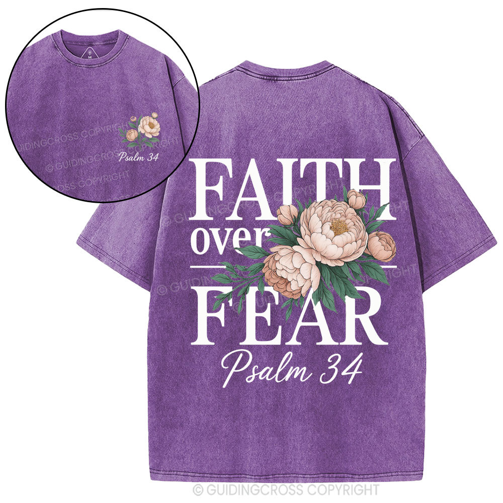 Faith Over Fear Christian Washed T-Shirt