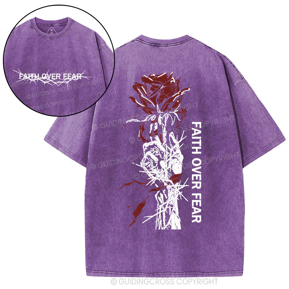Faith Over Fear Christian Washed T-Shirt