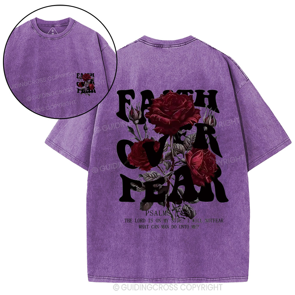 Faith Over Fear Christian Washed T-Shirt