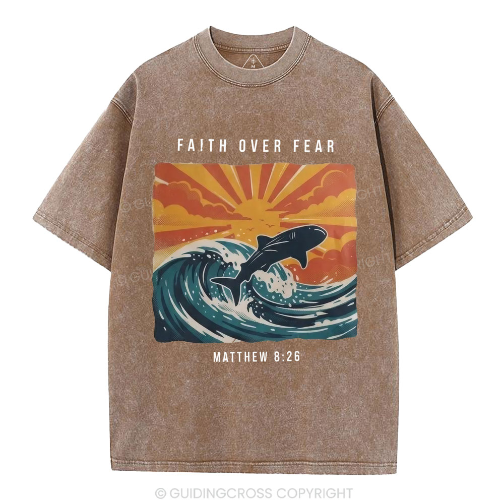 Faith Over Fear Christian Washed T-Shirt