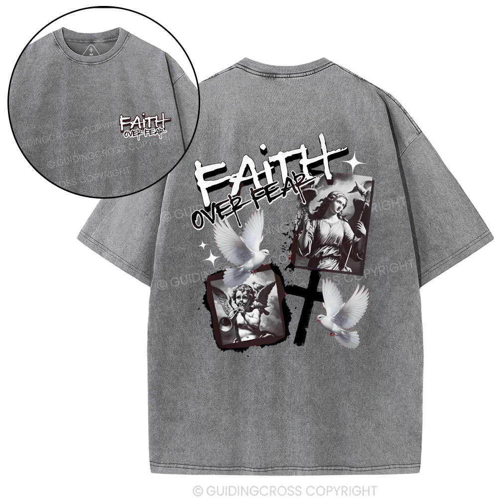 Faith Over Fear Christian Washed T-Shirt