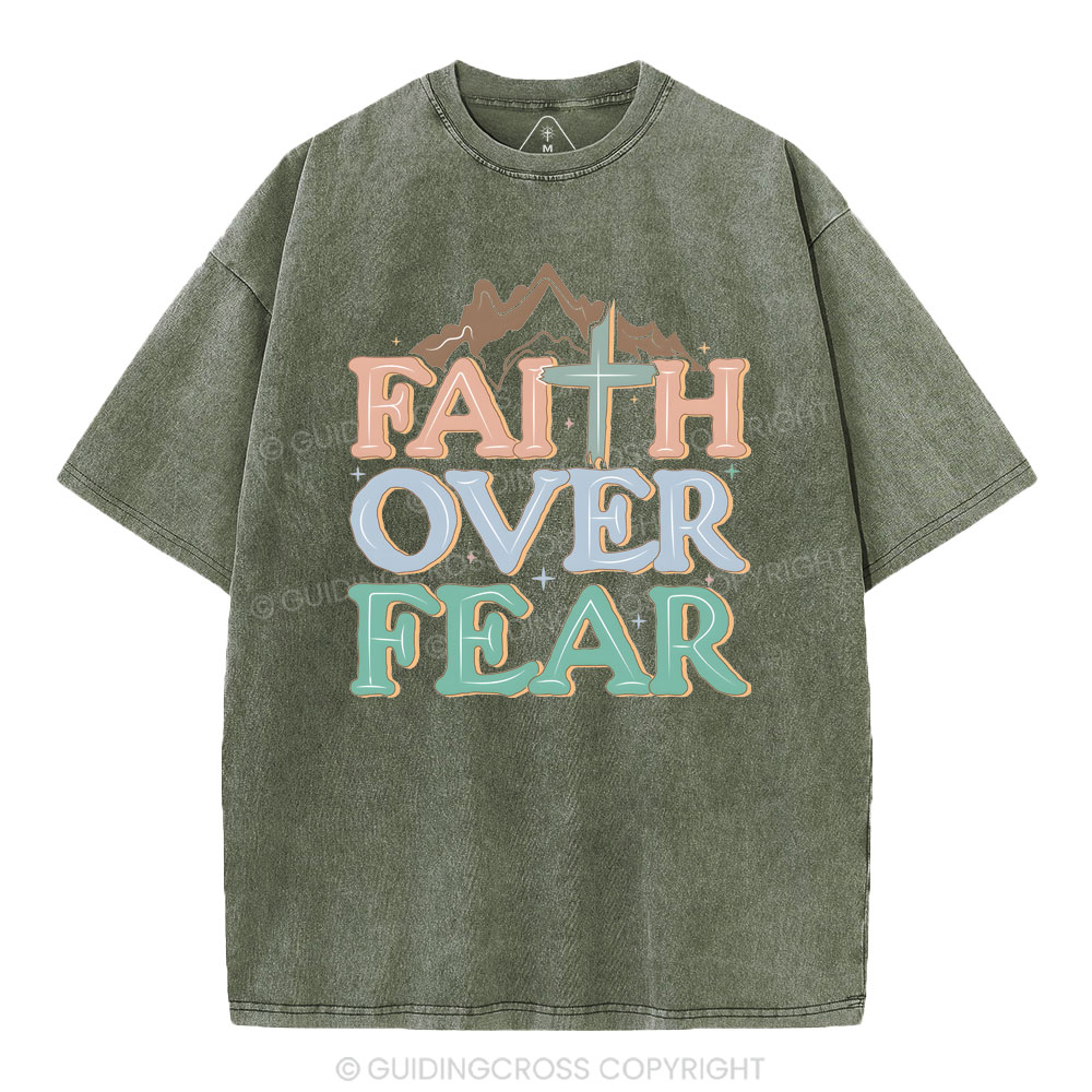 Faith Over Fear Christian Washed T-Shirt