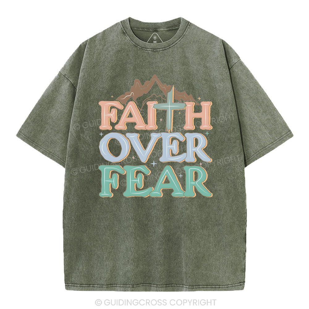 Faith Over Fear Christian Washed T-Shirt