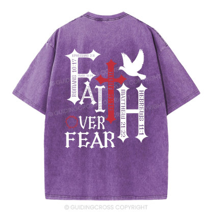 Faith Over Fear Christian Washed T-Shirt