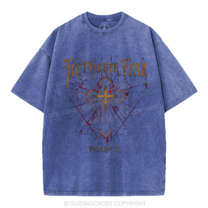 Faith Over Fear Christian Washed T-Shirt