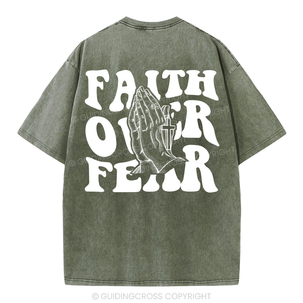 Faith Over Fear Christian Washed T-Shirt