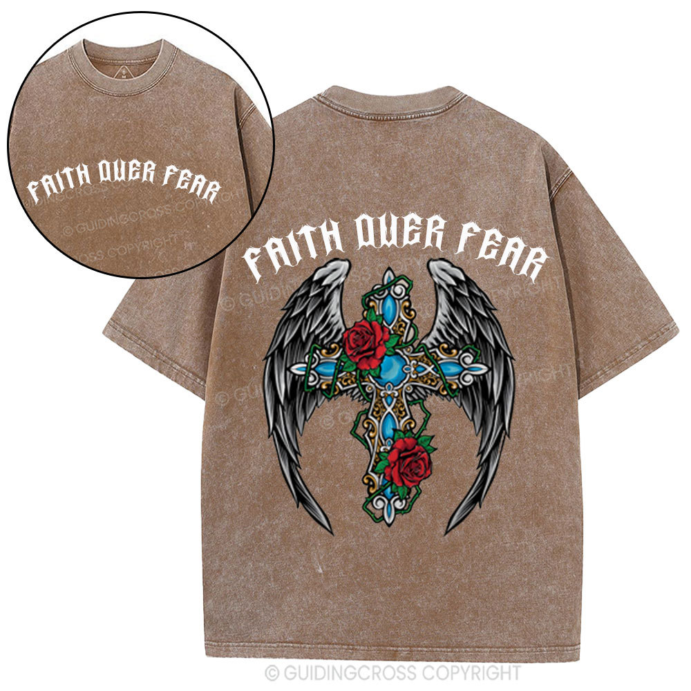 Faith Over Fear Christian Washed T-Shirt