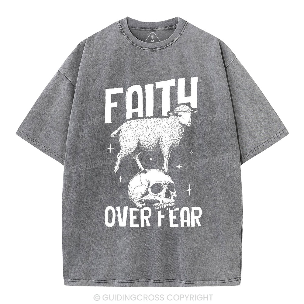 Faith Over Fear Christian Washed T-Shirt