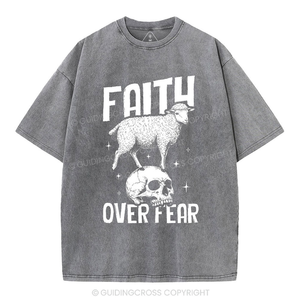Faith Over Fear Christian Washed T-Shirt