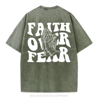 Faith Over Fear Christian Washed T-Shirt