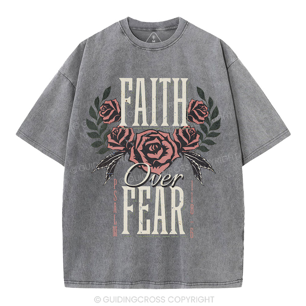 Faith Over Fear Christian Washed T-Shirt