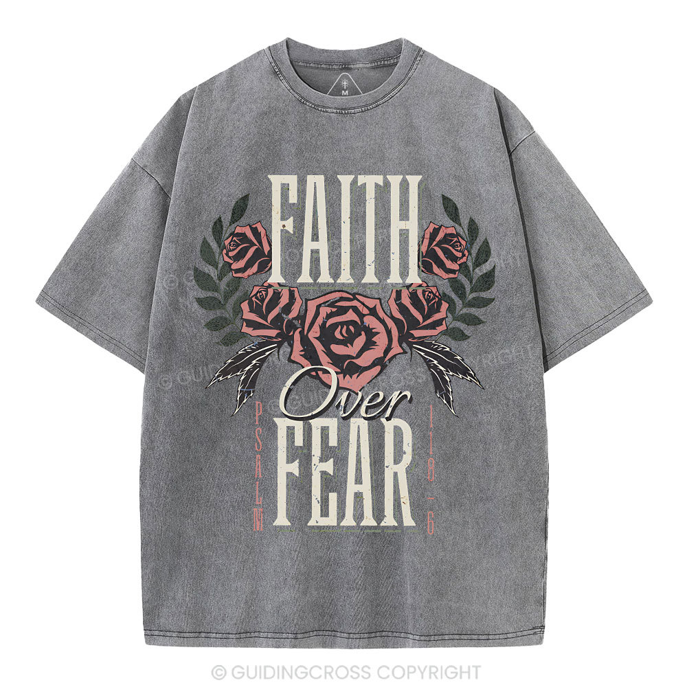 Faith Over Fear Christian Washed T-Shirt