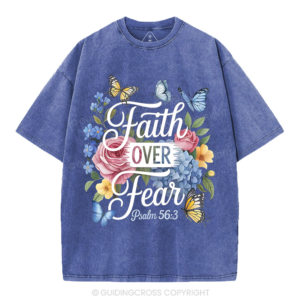 Faith Over Fear Christian Washed T-Shirt