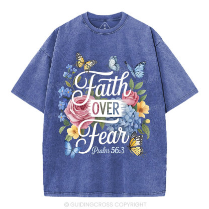 Faith Over Fear Christian Washed T-Shirt