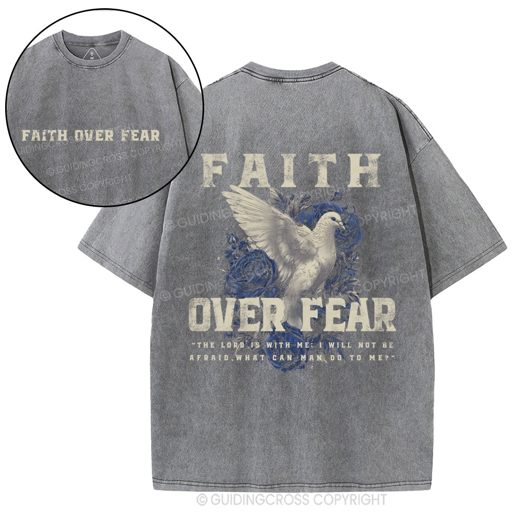 Faith Over Fear Christian Washed T-Shirt