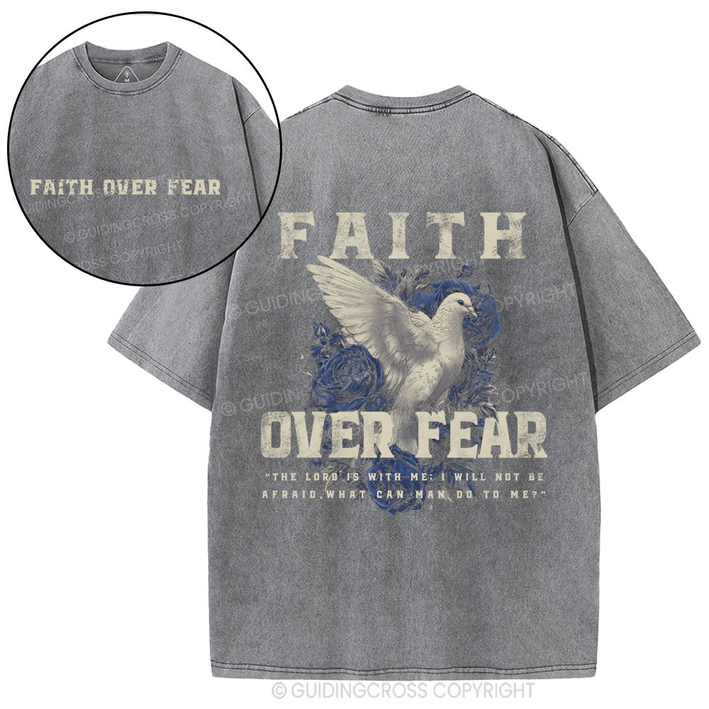 Faith Over Fear Christian Washed T-Shirt