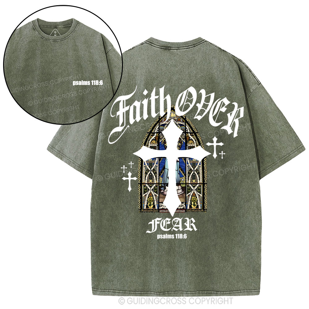 Faith Over Fear Christian Washed T-Shirt