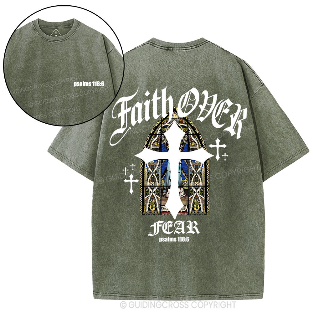 Faith Over Fear Christian Washed T-Shirt