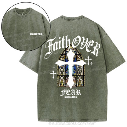 Faith Over Fear Christian Washed T-Shirt