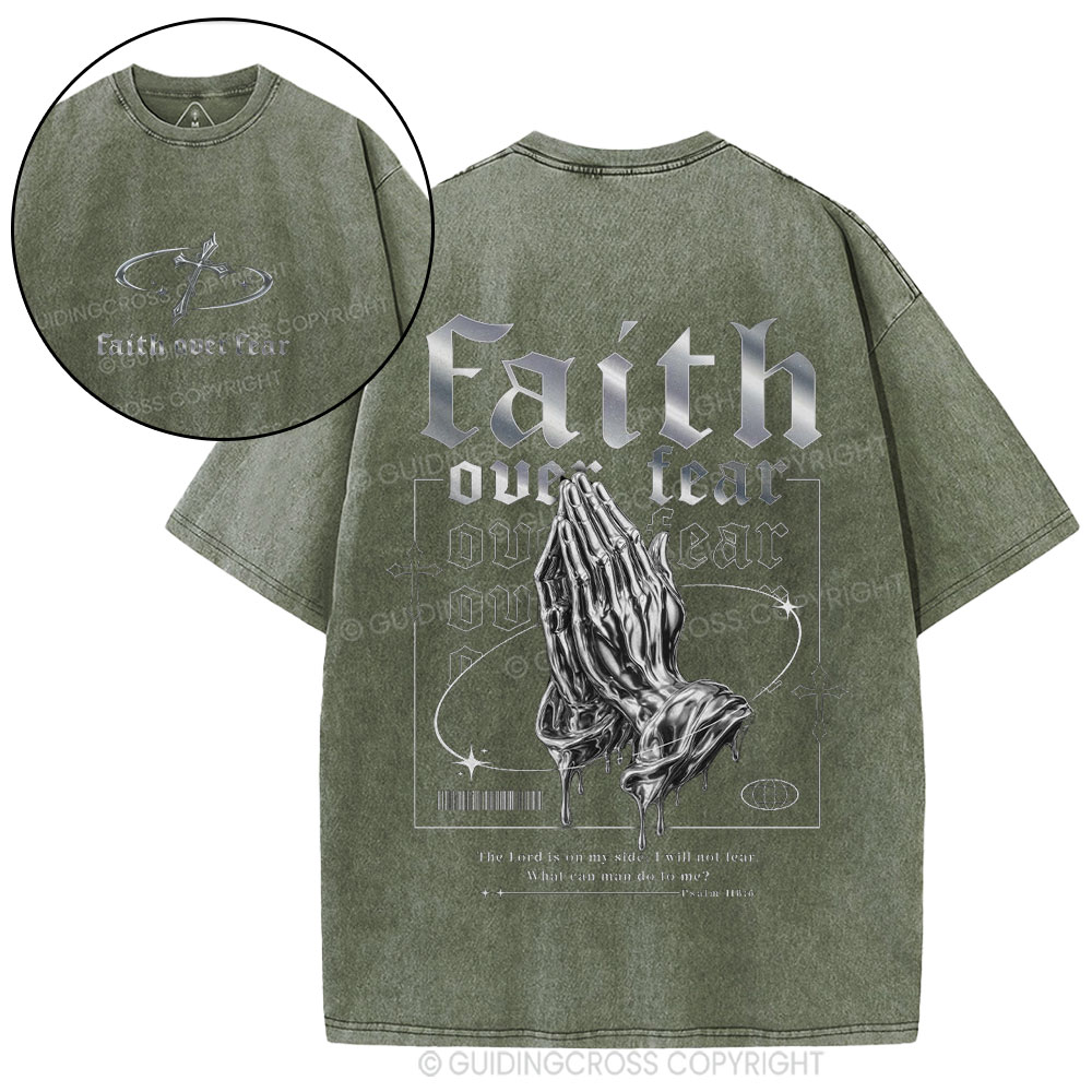 Faith Over Fear Christian Washed T-Shirt