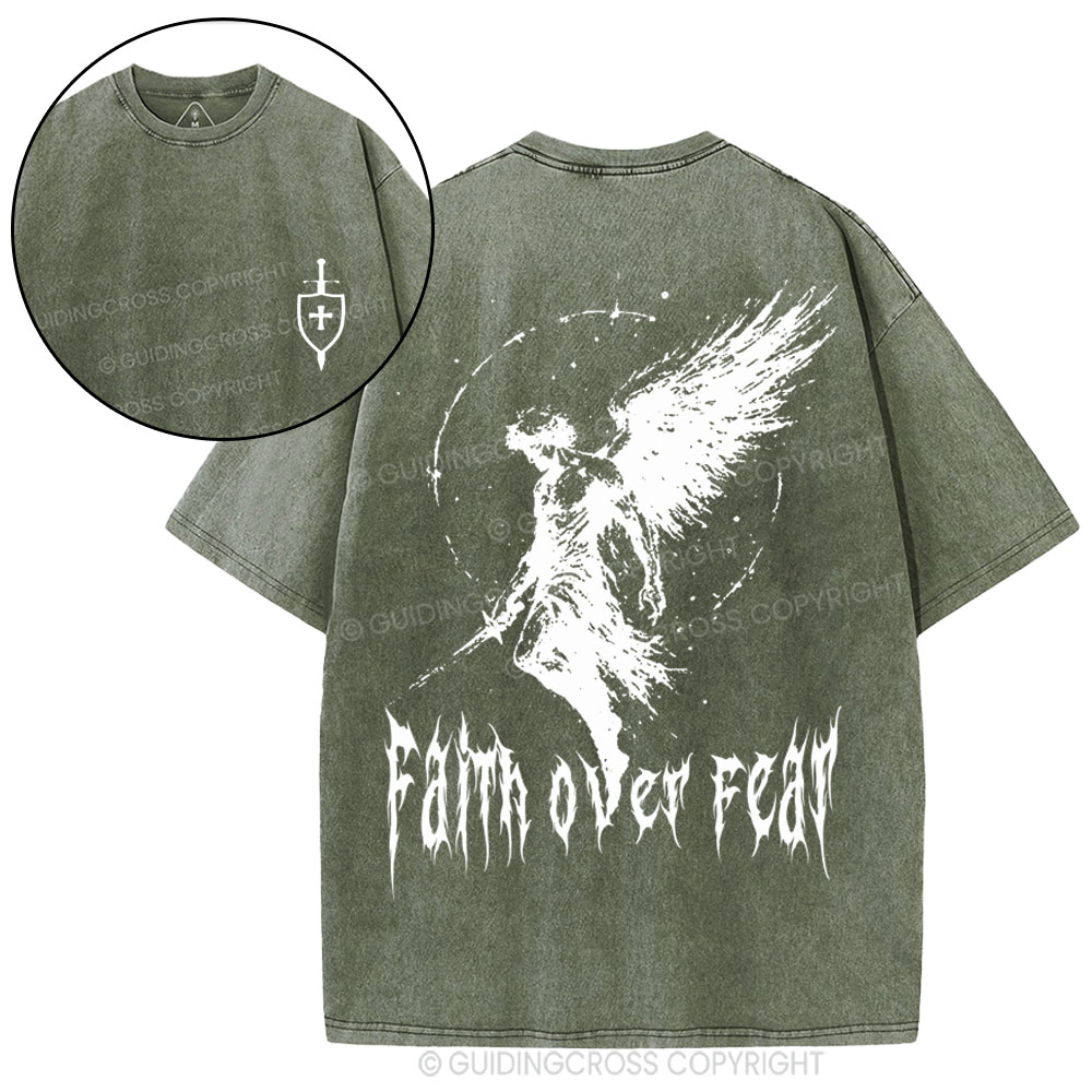 Faith Over Fear Christian Washed T-Shirt