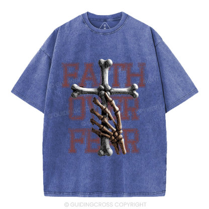 Faith Over Fear Christian Washed T-Shirt