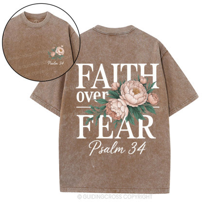Faith Over Fear Christian Washed T-Shirt