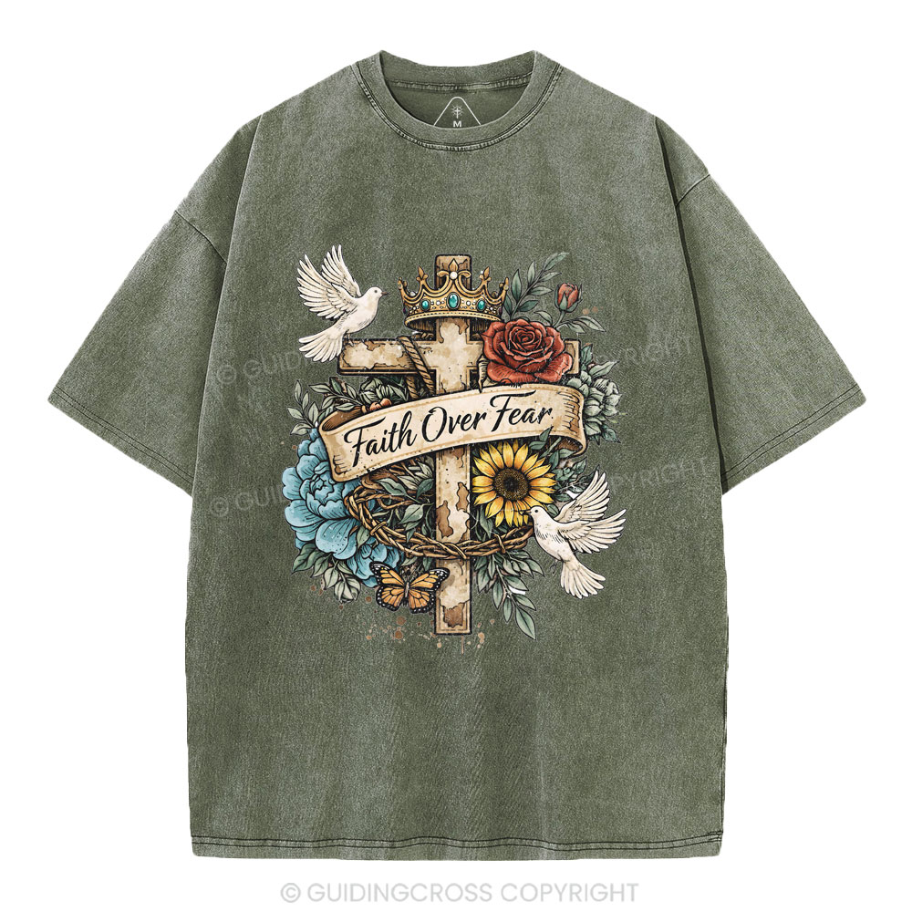 Faith Over Fear Christian Washed T-Shirt