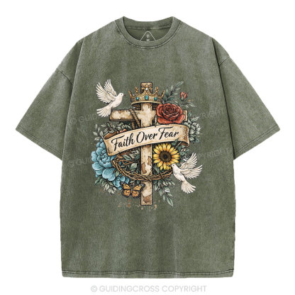 Faith Over Fear Christian Washed T-Shirt