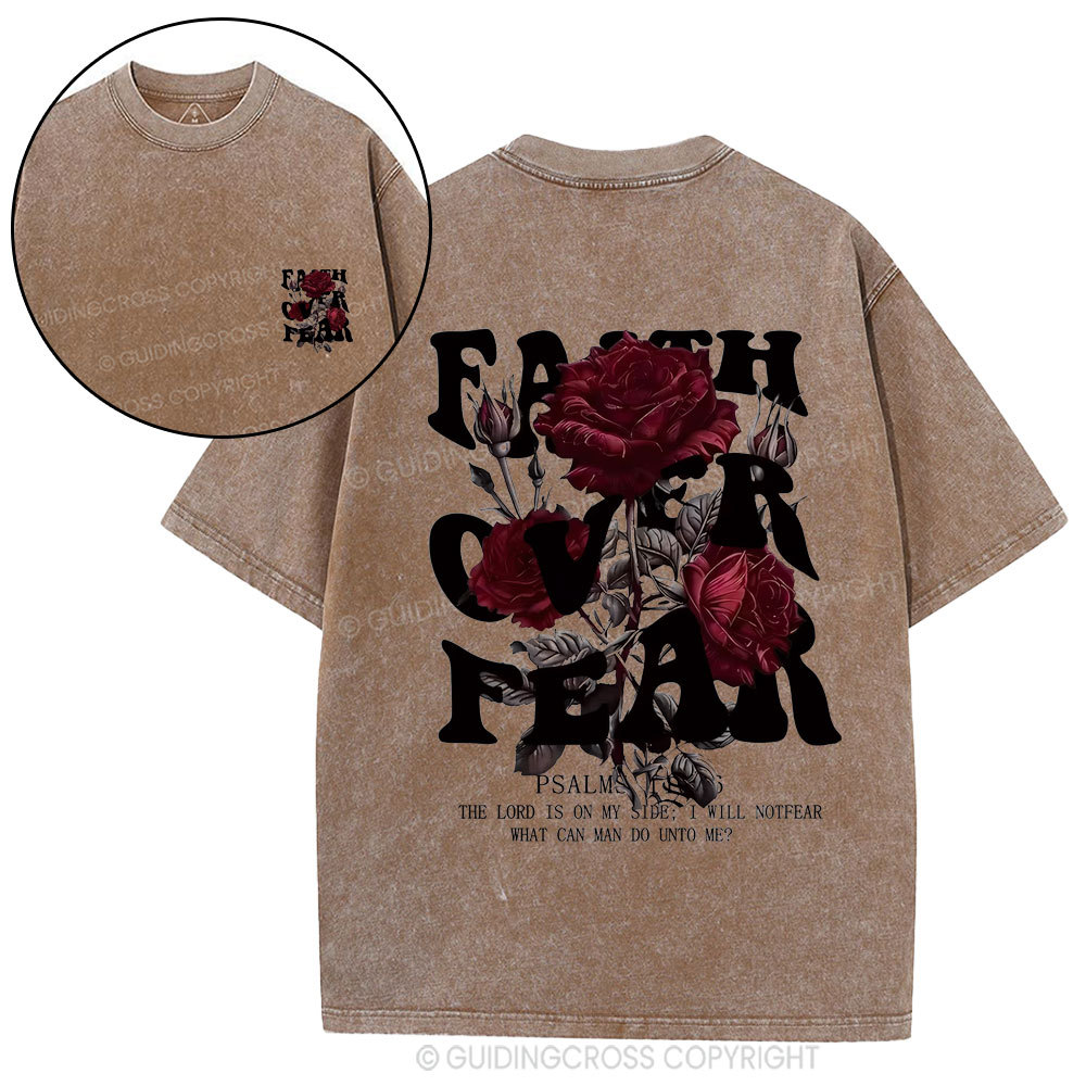 Faith Over Fear Christian Washed T-Shirt