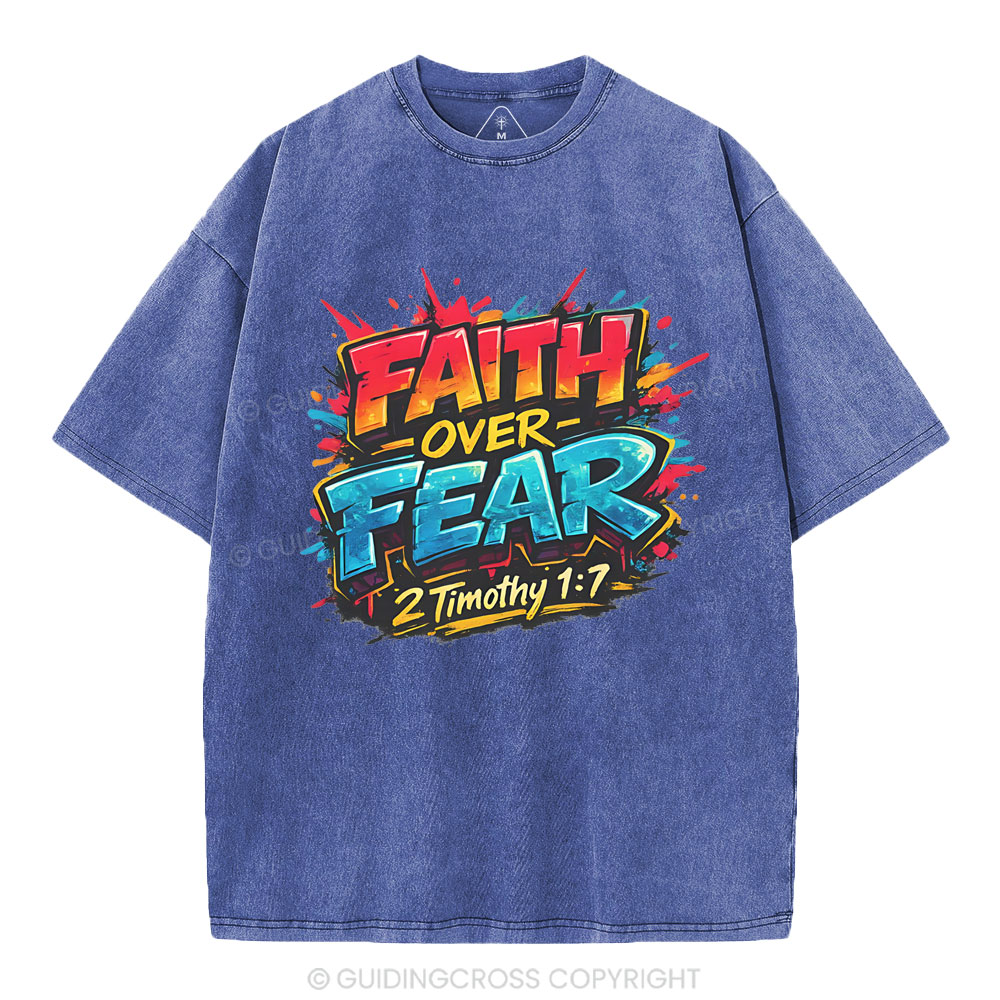 Faith Over Fear Christian Washed T-Shirt